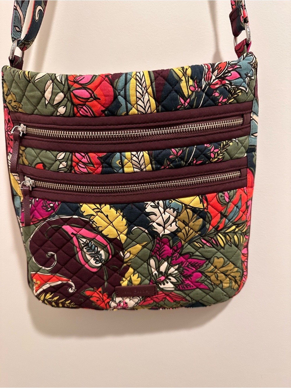 Vera Bradley Quilted Crossbody in Burgundy Floral Multi